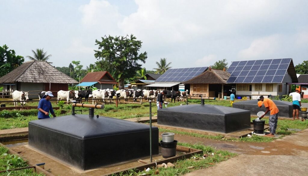 biogas installation in Indonesian village